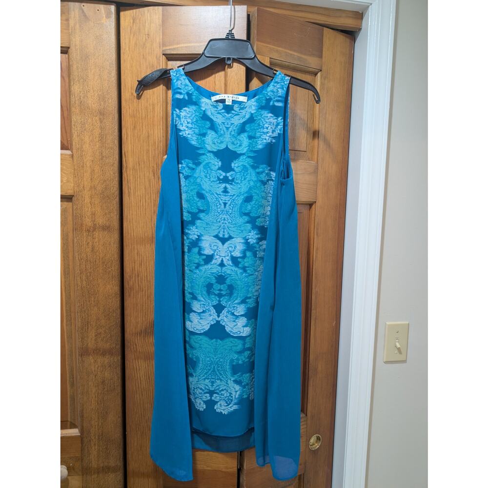 Max Studio Blue Patterned Shift Dress Size Xs - image 1